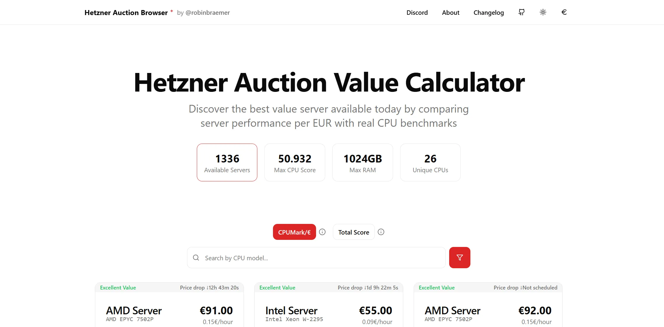 Hetzner Auction Browser